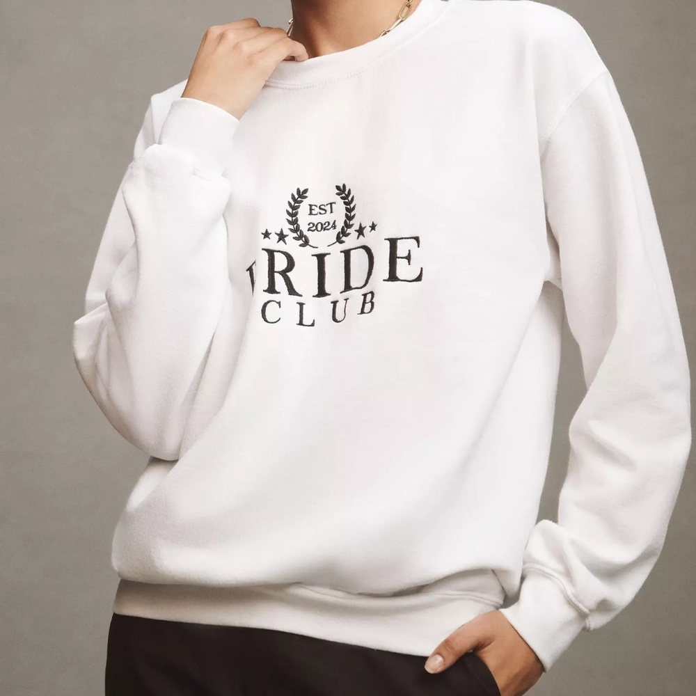 Anthropologie Weddings Bride Club Crew-Neck Sweatshirt NWT size XS